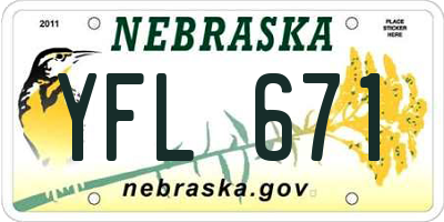 NE license plate YFL671