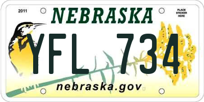 NE license plate YFL734