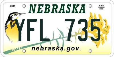 NE license plate YFL735
