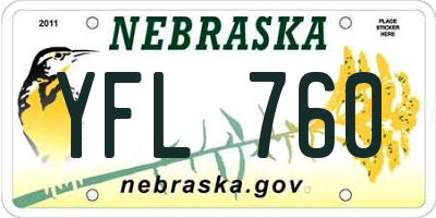 NE license plate YFL760