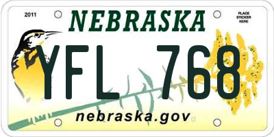 NE license plate YFL768