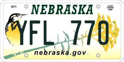 NE license plate YFL770