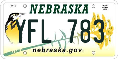 NE license plate YFL783