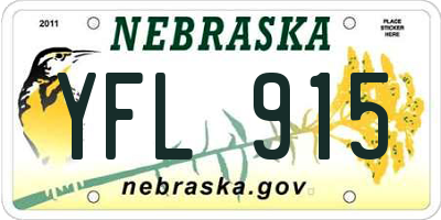 NE license plate YFL915