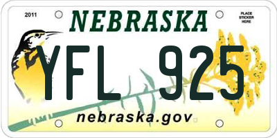 NE license plate YFL925