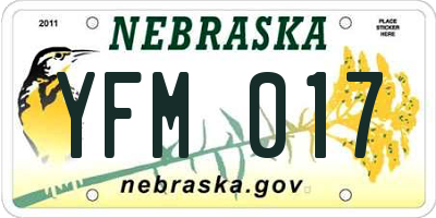 NE license plate YFM017