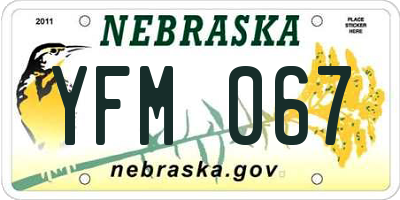 NE license plate YFM067