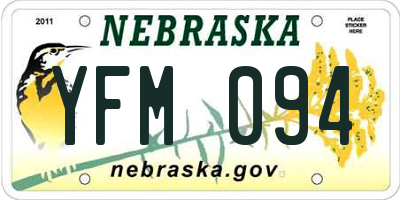 NE license plate YFM094