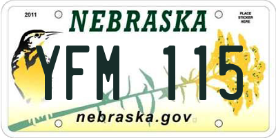 NE license plate YFM115