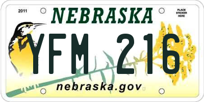 NE license plate YFM216