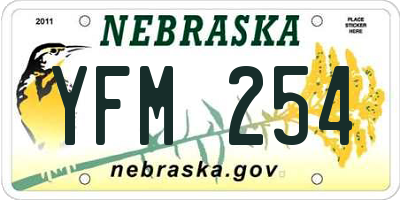 NE license plate YFM254