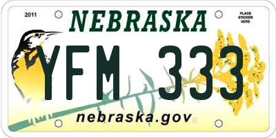 NE license plate YFM333