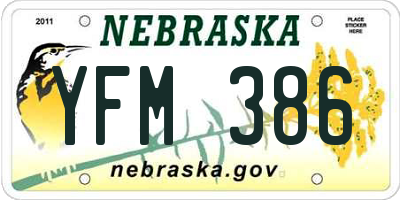 NE license plate YFM386