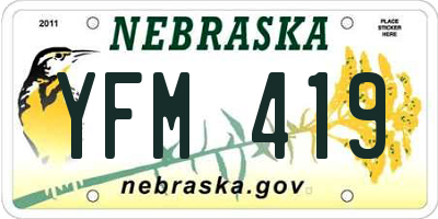 NE license plate YFM419