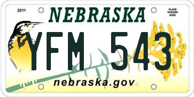 NE license plate YFM543