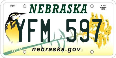 NE license plate YFM597