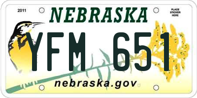 NE license plate YFM651