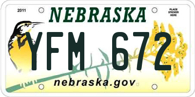 NE license plate YFM672