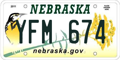 NE license plate YFM674