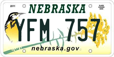 NE license plate YFM757