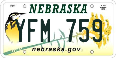 NE license plate YFM759