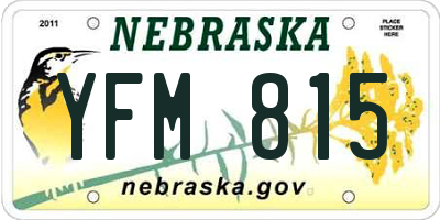 NE license plate YFM815