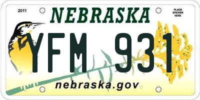NE license plate YFM931