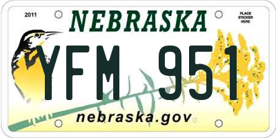 NE license plate YFM951