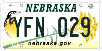 NE license plate YFN029