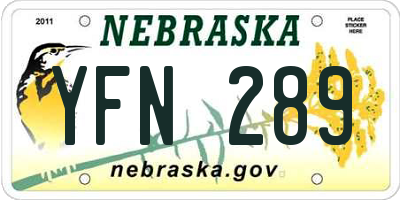 NE license plate YFN289