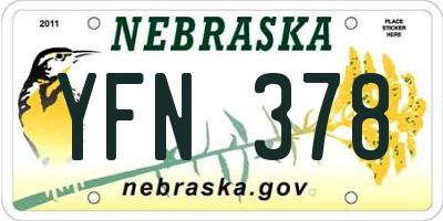 NE license plate YFN378