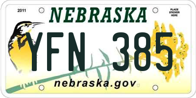 NE license plate YFN385