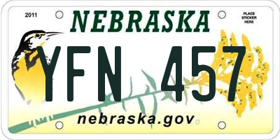 NE license plate YFN457