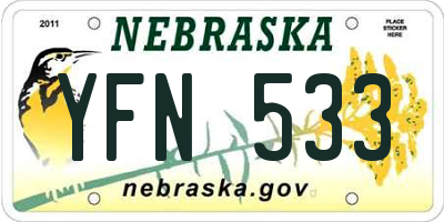 NE license plate YFN533
