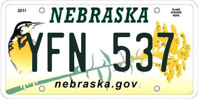 NE license plate YFN537