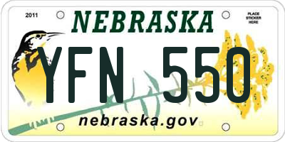 NE license plate YFN550
