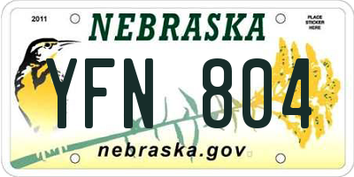 NE license plate YFN804