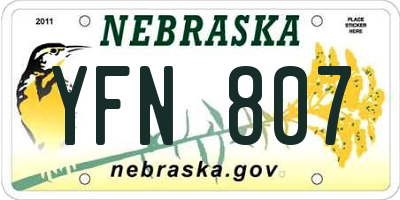 NE license plate YFN807
