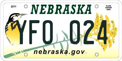 NE license plate YFO024
