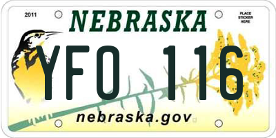 NE license plate YFO116