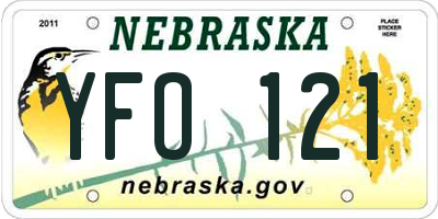 NE license plate YFO121