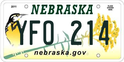 NE license plate YFO214