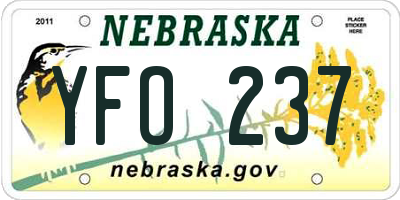NE license plate YFO237