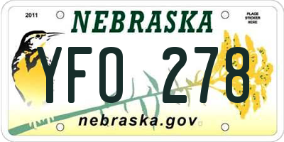 NE license plate YFO278