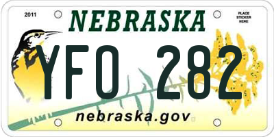 NE license plate YFO282