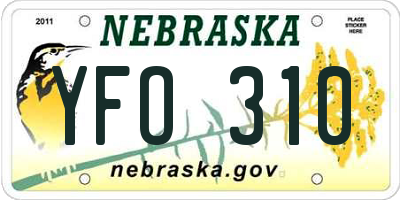 NE license plate YFO310