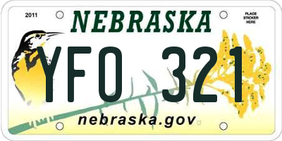 NE license plate YFO321