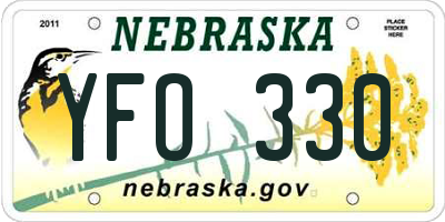 NE license plate YFO330