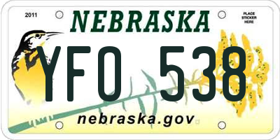 NE license plate YFO538