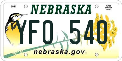 NE license plate YFO540